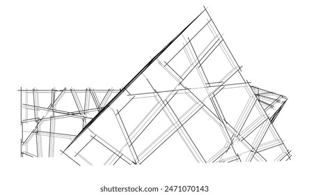 Construyendo estructura 3d. Fondo arquitectónico. 