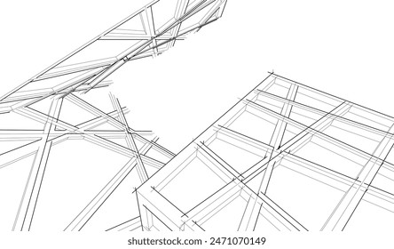 Construyendo estructura 3d. Fondo arquitectónico. 