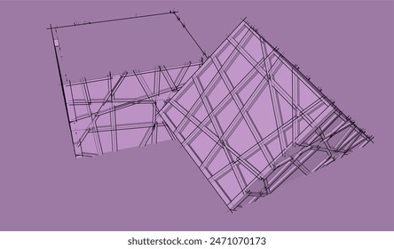Construyendo estructura 3d. Fondo arquitectónico. 