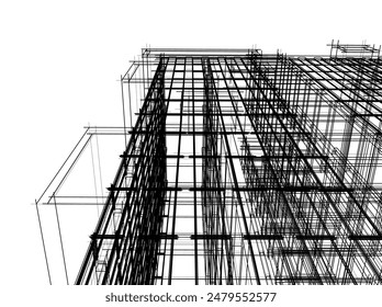 Construyendo estructura 3d. Fondo arquitectónico. 