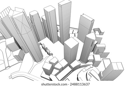 Construyendo estructura 3d. Fondo arquitectónico. 