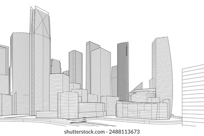 Aufbau einer 3D-Struktur. Architektonischer Hintergrund. 