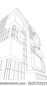 Gebäude 3D Struktur. Architektonischer Hintergrund.