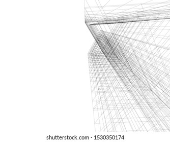 Building 3d structure. Architecture abstract