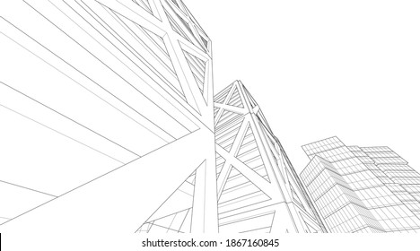Building 3d structure architecture background