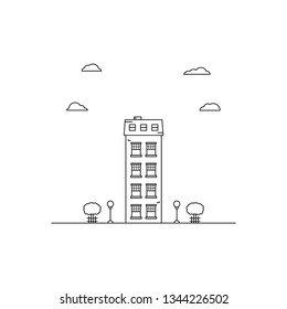 building of 4 floors in a linear style on white background