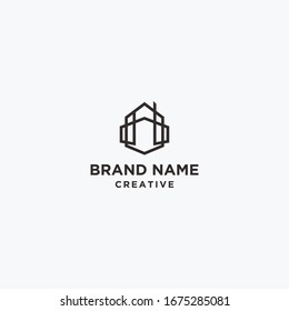 Ilustración vectorial de la plantilla de diseño de logotipos abstractos de creación. Arte de líneas minimalista creativo.
