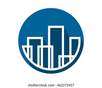 building abstract line blue circle skyscraper cityscape architecture construction image vector 