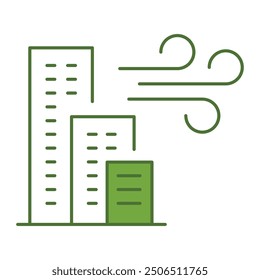 Building Airflow Editable Line Icons. Green Technology, Net Zero, Carbon Neutral and Environmental Sustainability Concept in Minimal Style. Thin Outline Icons Collection