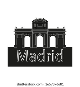 building of alcala door of madrid city on white background