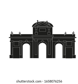 building of alcala door of madrid city on white background