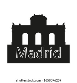 building of alcala door of madrid city on white background