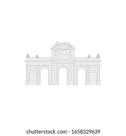 building of alcala door of madrid city on white background