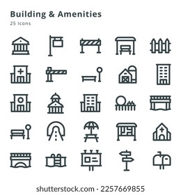 Building and amenities icon collection