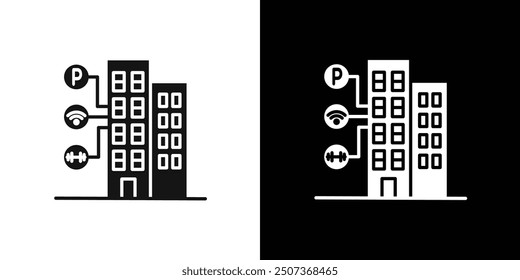 Conjunto de símbolos de línea plana de icono de servicios de construcción.
