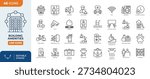 Building Amenities line editable icon set. Containing Building, Facilities, elevator, security, reception, parking, gym and more. Editable stroke. Vector Illustration	
