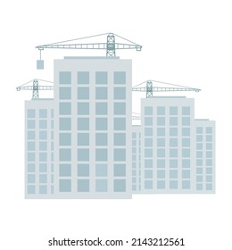 Building Apartment Complex Semi Flat Color Vector Object. Full Sized Item On White. Construction Project. Real Estate Market Simple Cartoon Style Illustration For Web Graphic Design And Animation