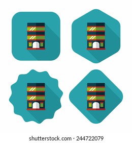 Building apartment flat icon with long shadow,eps10