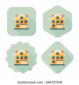 Building apartment flat icon with long shadow,eps10
