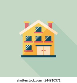 Building apartment flat icon with long shadow,eps10