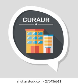 Building apartment flat icon with long shadow,eps10