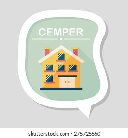 Building apartment flat icon with long shadow,eps10