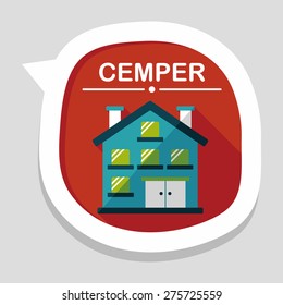 Building apartment flat icon with long shadow,eps10