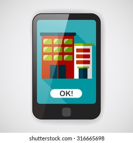 Building apartment flat icon with long shadow,eps10