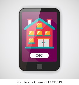 Building apartment flat icon with long shadow,eps10