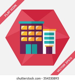 Building apartment flat icon with long shadow,eps10