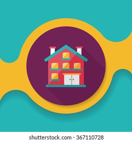 Building apartment flat icon with long shadow,eps10