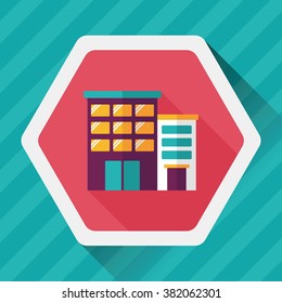 Building apartment flat icon with long shadow,eps10