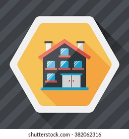 Building apartment flat icon with long shadow,eps10