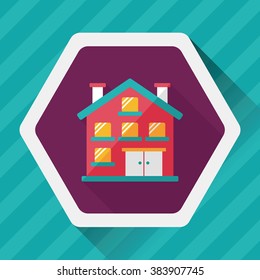 Building apartment flat icon with long shadow,eps10