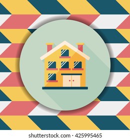Building apartment flat icon with long shadow,eps10