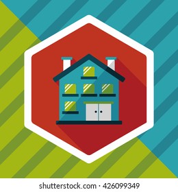 Building apartment flat icon with long shadow,eps10