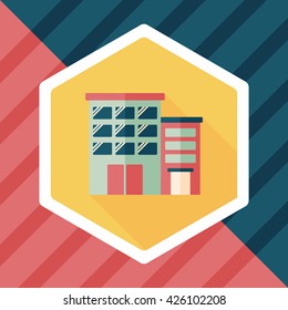 Building apartment flat icon with long shadow,eps10