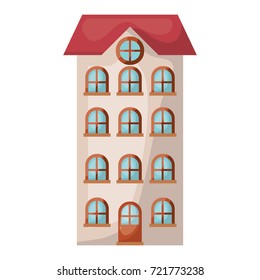 building apartment of four floors colorful silhouette with half shadow vector illustration