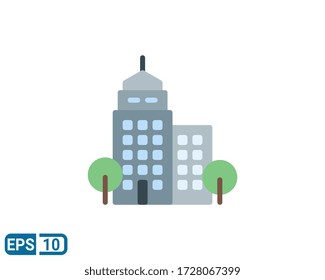 building apartment home in flat style icon. vector illustration isolated on white background. Editable color. EPS 10