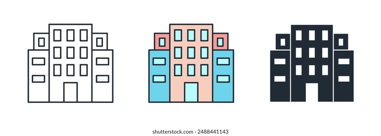 Ilustración vectorial del símbolo del icono del edificio aislado en el fondo blanco