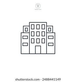 Gebäudewohnung Icon Symbol Vektorillustration isoliert auf weißem Hintergrund