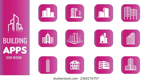 Building app icon design template with colour gradient 