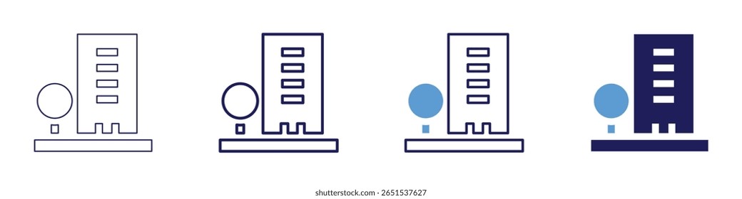 Building approval icon in 4 different styles. Thin Line, Line, Bold Line, Duotone. Duotone style. Editable stroke.