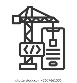 Building Apps Outline Icon Vector Illustration