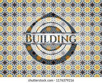 Building arabesque style badge. arabic decoration.