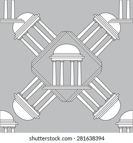 Building arbor seamless pattern, background pattern. Vector rotunda illustration.