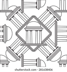 Building arbor seamless pattern, background pattern. Vector rotunda illustration.