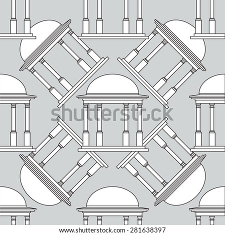 Building arbor seamless pattern, background pattern. Vector rotunda illustration.