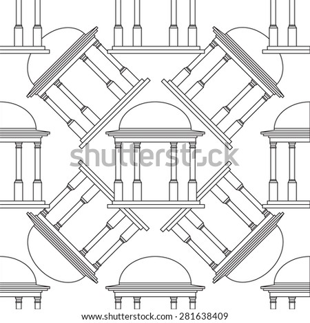 Building arbor seamless pattern, background pattern. Vector rotunda illustration.