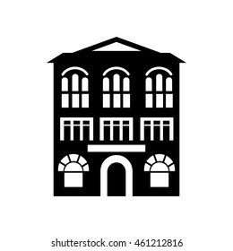 Building with arched windows icon in simple style on a white background